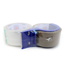 Load image into Gallery viewer, 2 Rolls Heavy-Duty Packing Tape – Clear &amp; Tan 2" Wide with Easy-Cut Blue Dispenser
