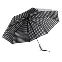 Load image into Gallery viewer, Nollia Compact Gingham Pattern Auto-Open Umbrella – 12" Travel Size, Black or Red

