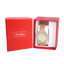 Load image into Gallery viewer, Nollia Gold Tone Ladies Dressy Watch – 39mm Crystal-Accented Fashion Bracelet
