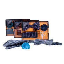 Load image into Gallery viewer, 12pc Men's Pattern Banded Bow Tie &amp; Hanky with lapel Pin Box
