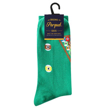 Load image into Gallery viewer, Parquet Men’s Billiards Game Novelty Crew Socks – Green
