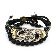 Load image into Gallery viewer, Genuine Leather &amp; Natural Stone 2-Piece Bracelet Set for Men – Parquet (9 Styles)

