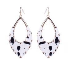Load image into Gallery viewer, Nollia Animal Print Faux Fur Drop Earrings – White, Brown, &amp; Mixed Cow Print

