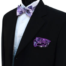Load image into Gallery viewer, Laurant Bennet Bold Geometric Paisley Banded Bow Tie &amp; Round Hanky Set

