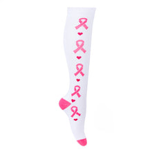 Load image into Gallery viewer, Parquet Ladies Knee High Breast Cancer Awareness Repeat Ribbon Socks
