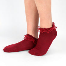 Load image into Gallery viewer, Nollia 24-Pack Women's Ruffle Frilly Lace Ankle Socks – Assorted Solid Colors

