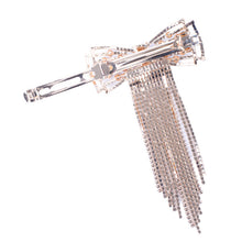 Load image into Gallery viewer, Nollia Gold Rhinestone Pearl Bow Hair Barrette Clip – Elegant Sparkle Hair Accessory
