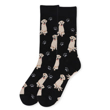Load image into Gallery viewer, Parquet Men’s Retriever Dog &amp; Paw Print Crew Socks – Black Or Gray
