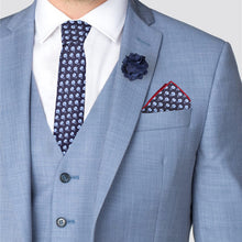 Load image into Gallery viewer, Feraricci Men’s Petite Flowers Cotton Skinny Tie Gift Set – Includes Matching Hanky &amp; Lapel Flower (Red or Navy)
