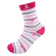 Load image into Gallery viewer, Parquet Women’s Pink &amp; Gray HOPE Striped Breast Cancer Awareness Socks
