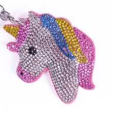 Load image into Gallery viewer, Nollia Bling Crystal Unicorn Head Keychain – Sparkly Rainbow Charm
