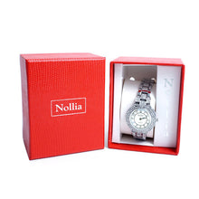 Load image into Gallery viewer, Nollia Silver Tone Ladies Dressy Watch – Crystal Accent Quartz Bracelet Style
