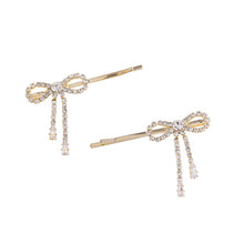 Load image into Gallery viewer, Nollia Rhinestone Bow Pin 2-Piece Set – Sparkling Hair Pins
