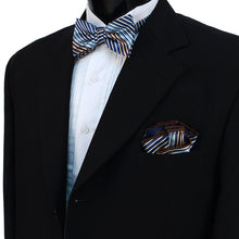 Load image into Gallery viewer, Laurant Bennet Striped Pattern Bow Tie &amp; Matching Round Hanky Set
