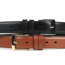 Load image into Gallery viewer, Umo Lorenzo Men's Genuine Leather Dress Belt Duo Pack – Black &amp; Brown, Square Buckle (S–XL)
