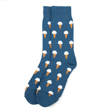 Load image into Gallery viewer, Parquet Men’s Ice Cream Pattern Novelty Crew Socks – Teal
