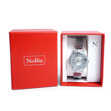 Load image into Gallery viewer, Nollia Silver Tone Ladies Dressy Watch – 35mm Crystal Bow Accent Bracelet Watch
