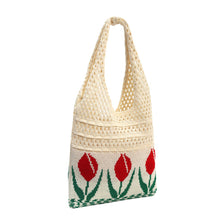 Load image into Gallery viewer, Nollia Ivory Tulip Crochet Knit Bag
