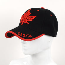 Load image into Gallery viewer, Parquet Canada Leaf Black &amp; Red 3D Embroidered Baseball Cap
