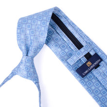 Load image into Gallery viewer, Umo Lorenzo Men's Blue Geometric Zipper Pre-Tied Necktie
