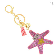 Load image into Gallery viewer, Nollia Bling Crystal Starfish Charm – Sparkly Ocean Keychain (Blue or Pink)
