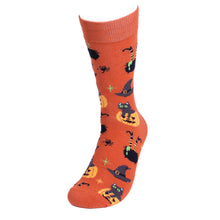 Load image into Gallery viewer, Parquet Men’s Halloween Theme Novelty Socks – Pumpkins, Black Cats &amp; Witches
