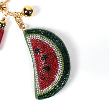 Load image into Gallery viewer, Nollia Bling Crystal Watermelon Charm – Sparkly Tassel Keychain

