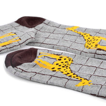 Load image into Gallery viewer, Parquet Men’s Giraffe Pattern Novelty Crew Socks – Gray
