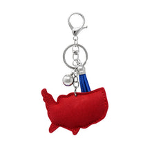 Load image into Gallery viewer, Nollia Bling Crystal USA Map Charm – Patriotic Sparkly Keychain
