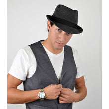 Load image into Gallery viewer, Westend Fall/Winter Black Trilby Fedora Hat with Band Trim
