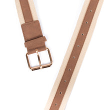 Load image into Gallery viewer, Umo Lorenzo Men's Striped Vegan Leather Casual Belt – Khaki, 4 Sizes
