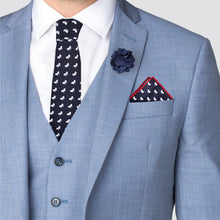 Load image into Gallery viewer, Feraricci Men's Navy Petite Bows Cotton Skinny Tie Gift Set – Includes Pocket Square &amp; Lapel Flower
