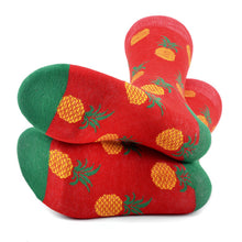 Load image into Gallery viewer, Parquet Men’s Pineapple Design Novelty Crew Socks – Red
