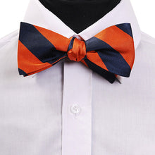 Load image into Gallery viewer, Umo Lorenzo Men&#39;s Silk Woven Freestyle College Bow Tie – 26 Color Options
