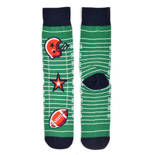 Load image into Gallery viewer, Parquet Men’s Football Field Novelty Crew Socks – Green Sports Theme
