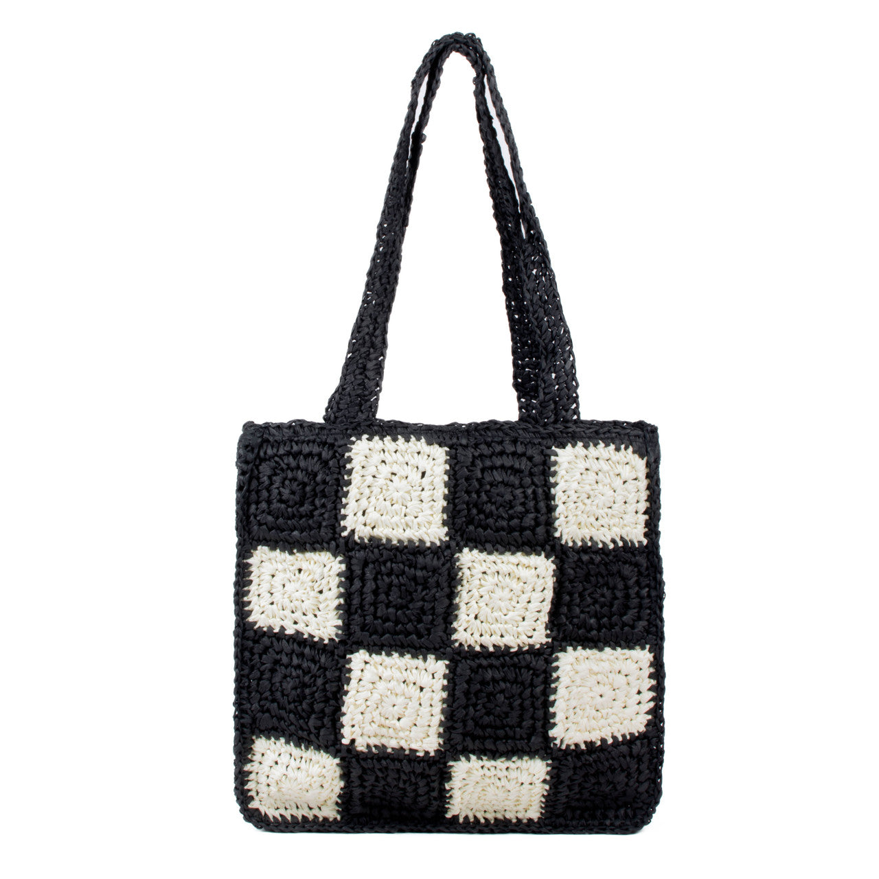 Front view of Nollia Patch Straw Tote Bag for women