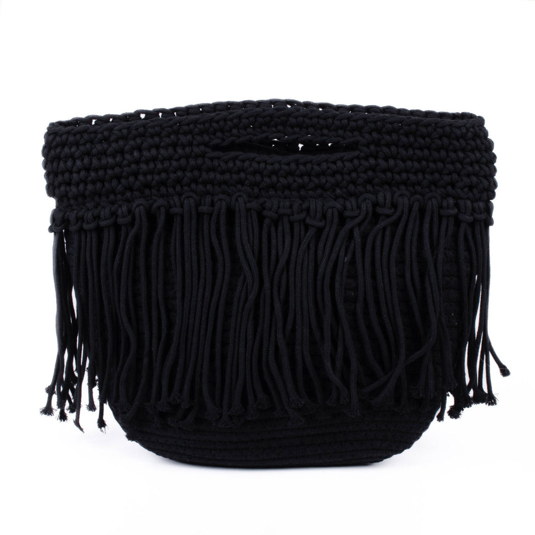 Ladies Woven Fringe Crochet Knit Crossbody Bag