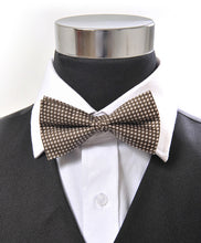 Load image into Gallery viewer, Silk Micro Dot Grid Banded Bow Tie – Printed Twill, Boxed
