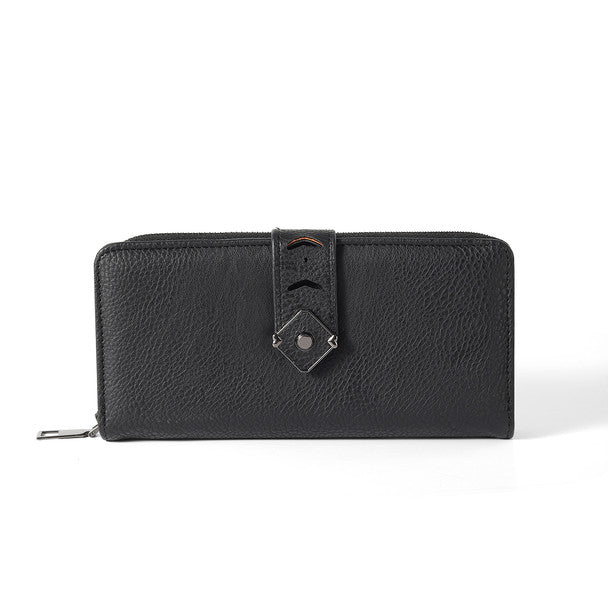 Nollia Ladies Classy Vegan Leather Long Tab Wallet – Black or Mauve