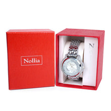 Load image into Gallery viewer, Nollia Silver Tone Ladies Dressy Watch – 41mm Floating Crystal Quartz Bracelet
