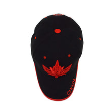 Load image into Gallery viewer, Parquet Canada Leaf Black &amp; Red 3D Embroidered Baseball Cap
