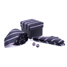 Load image into Gallery viewer, Clericci 12-Piece ASSORTED Spring/Summer Striped Tie, Hanky &amp; Cufflink Gift Box Set
