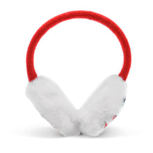 Load image into Gallery viewer, American Flag Knit Winter Ear Muffs with White Fur Trim – Adjustable Over-the-Head Design
