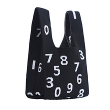 Load image into Gallery viewer, Nollia Black tote bag with white numeric print 
