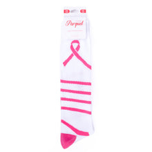 Load image into Gallery viewer, Parquet Ladies Knee High Breast Cancer Awareness Pink Ribbon Socks
