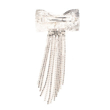 Load image into Gallery viewer, Gold Rhinestone Big Bow Tassel Hair Barrette Clip – Glam Statement Hair Accessory by Nollia
