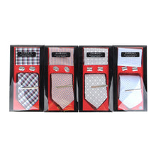 Load image into Gallery viewer, Clericci 12pc Spring Assorted Tie, Hanky, Cufflink &amp; Tie Bar Boxed Set
