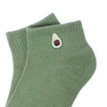 Load image into Gallery viewer, Nollia Ladies' Low Cut Avocado Embroidery Ribbed Socks
