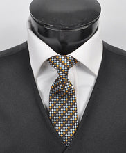 Load image into Gallery viewer, Umo Lorenzo Boy&#39;s Geometric Microfiber Woven Clip-On Ties – Gold, Red, Silver, Pink
