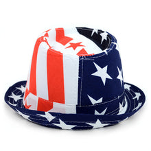 Load image into Gallery viewer, Westend Spring/Summer Stars &amp; Stripes American Flag Trilby Fedora Hat
